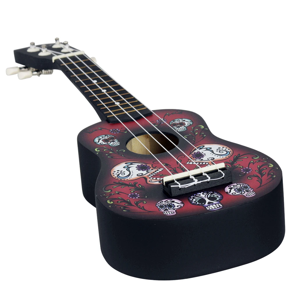 Укулеле M MBAT 21 дюйм гавайский музыкальный инструмент гитара с черепом 4 струны