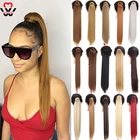 MANWEI искусственный конский хвост, с выдвижной ручкой, размером 24 дюйма, сумка длинные прямые волосы clipWomen с конским хвостом и обмотайте его кончик вокруг зажима синтетический парик Зажим