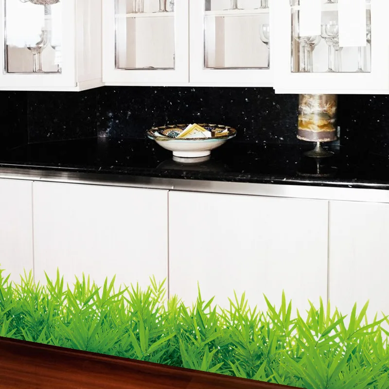 

26*132cm Skirting Line Green Grass Wall Stickers Waterproof Kitchen Sticker Wallstickers for Kids Rooms Decal Mural Retro Poster