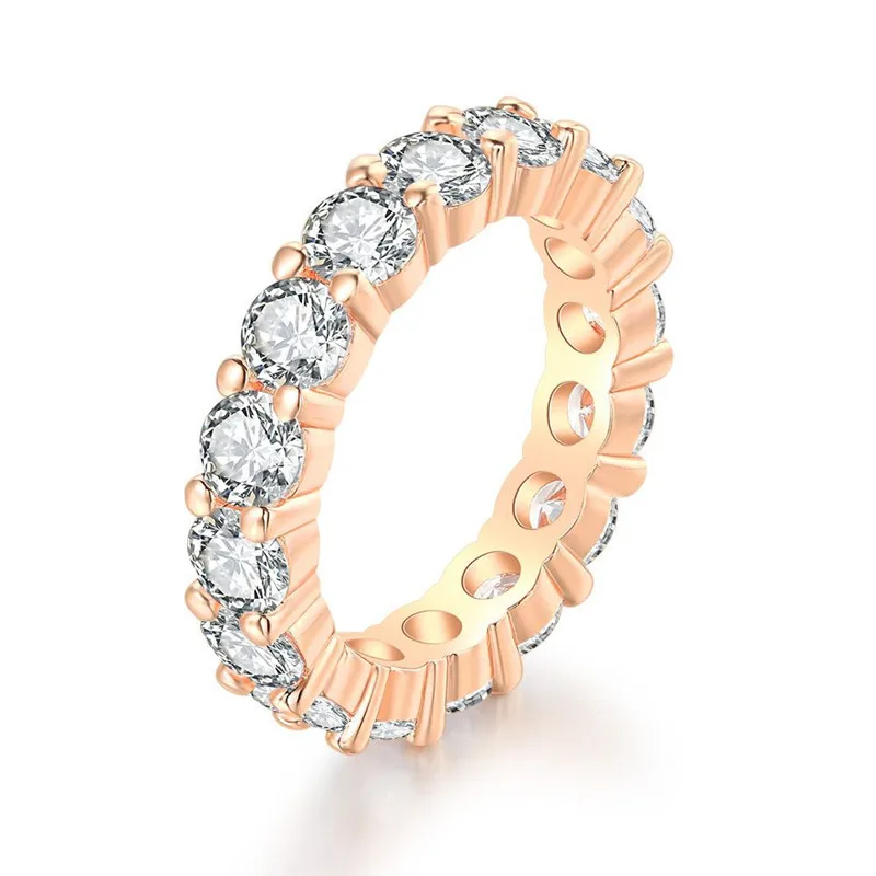 

Luxury Band Zircon Rings For Women Eternity Promise CZ Crystal Finger Ring Engagement Wedding Jewelry Hot Sale Love Gift