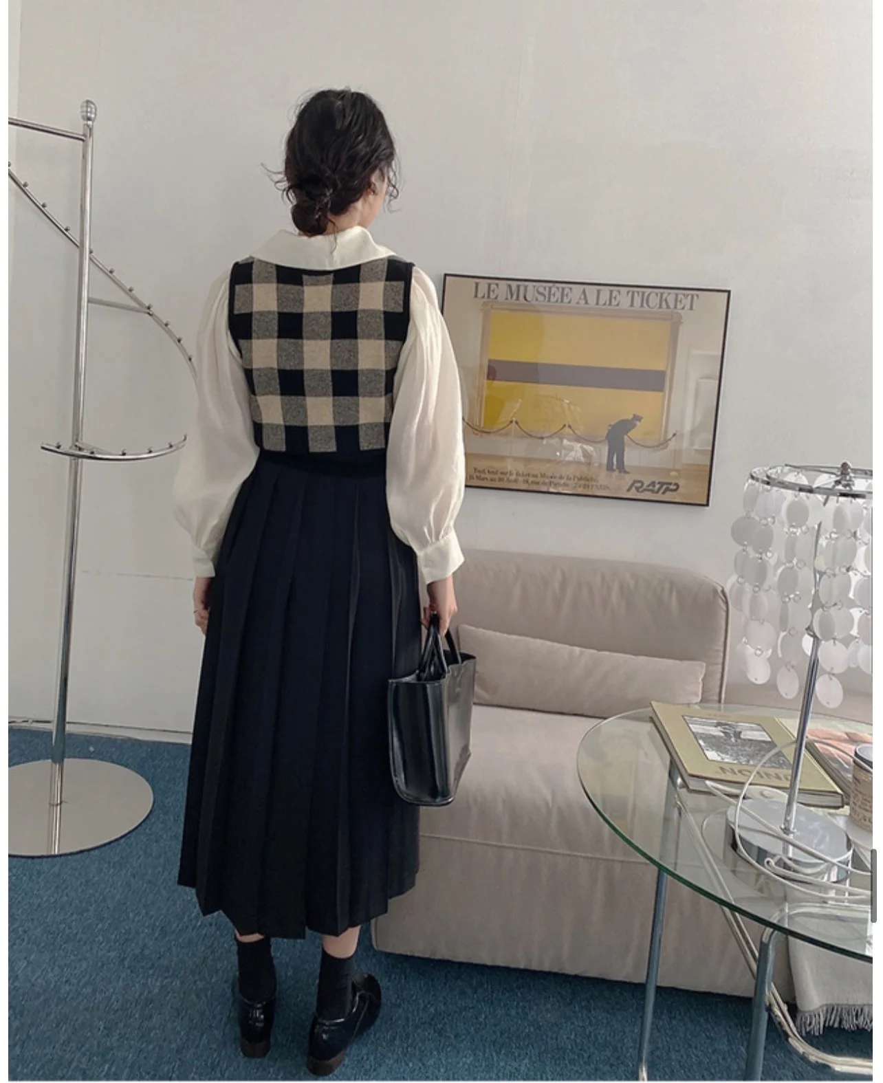 Korean Style Original Autumn New Han Dong Gate Elegant College Solid Color Pleated Skirt | Женская одежда