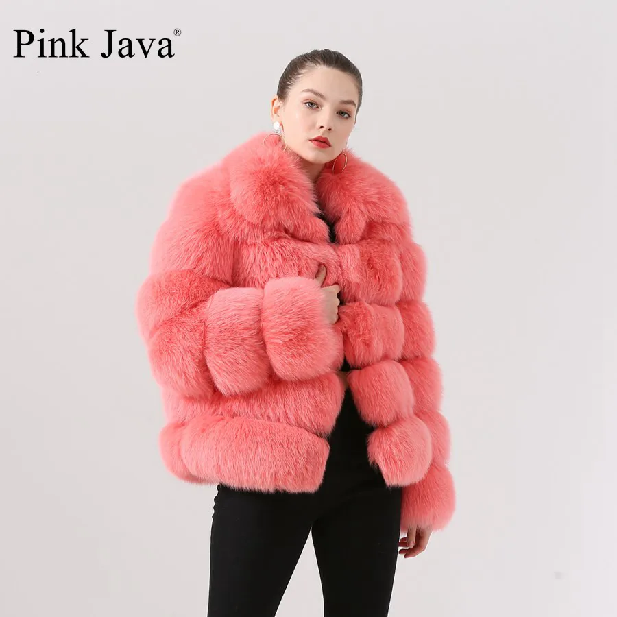 watermelon red Розовая Java QC19031 Новое поступление шуба из натурального Лисьего меха женская меховая куртка Горячая Распродажа модное меховое пальто роскошный толстый мех ЗИМА - Цвет: watermelon red
