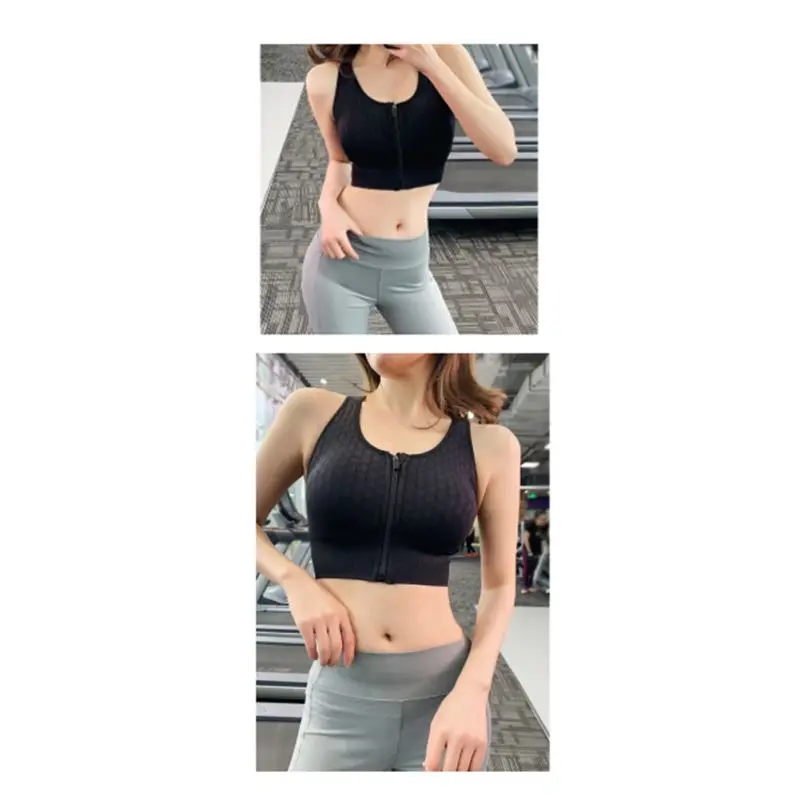 Новый женский ударопрочный спортивный бюстгальтер на молнии с эффектом пуш ап