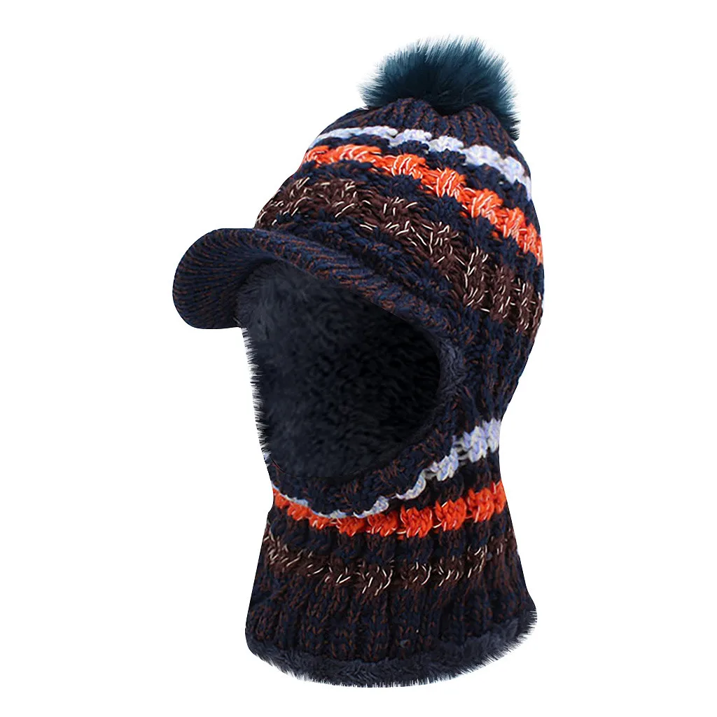 Модные женские шапки в стиле ретро зимние с меховыми помпонами утолщенные