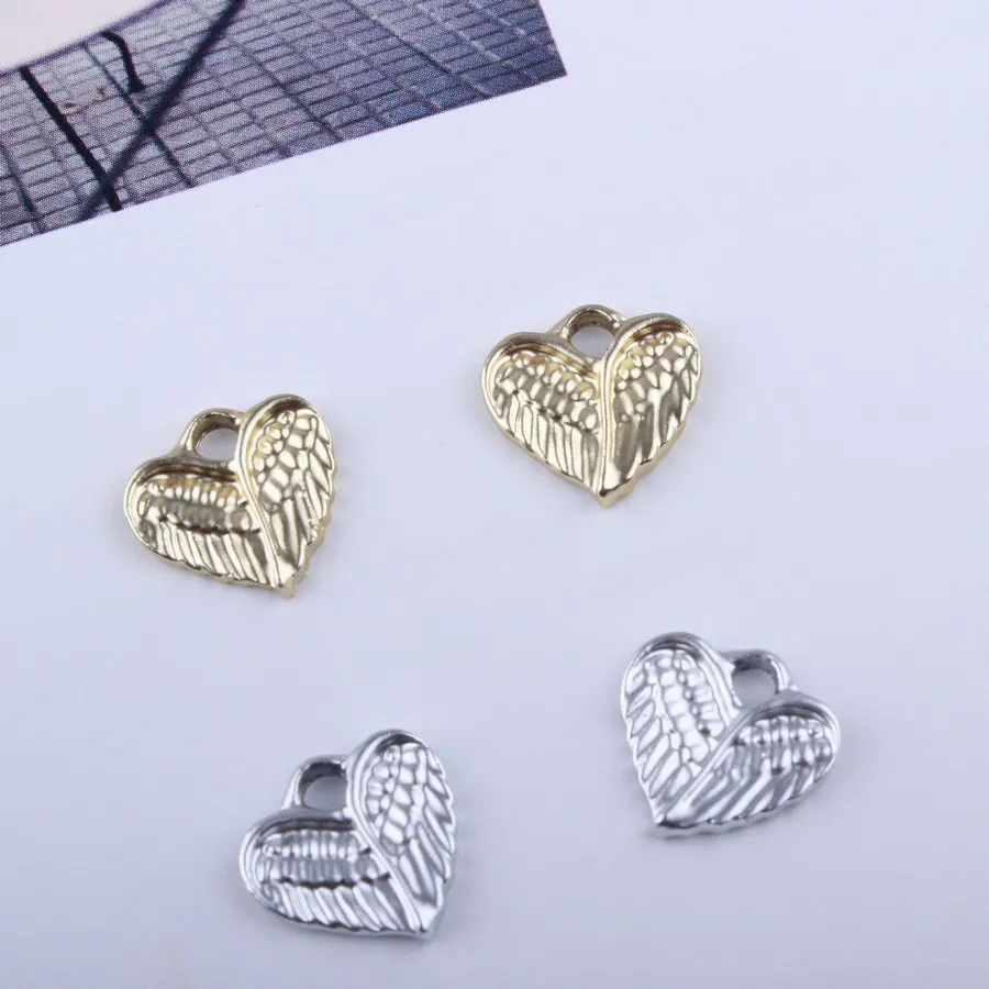 Модные подвески в форме крыла сердца золотого и серебряного цвета из сплава