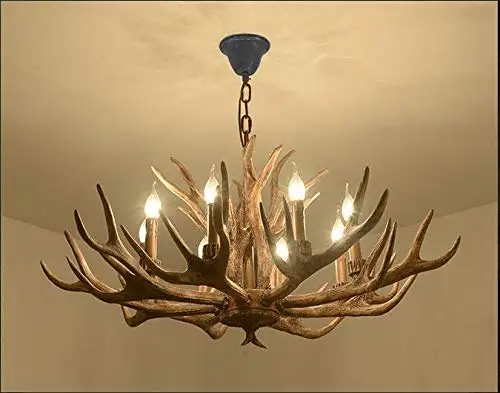 Лампа в стиле ретро с оленем и рогом E12 потолочный светильник 6/8 лампочками из