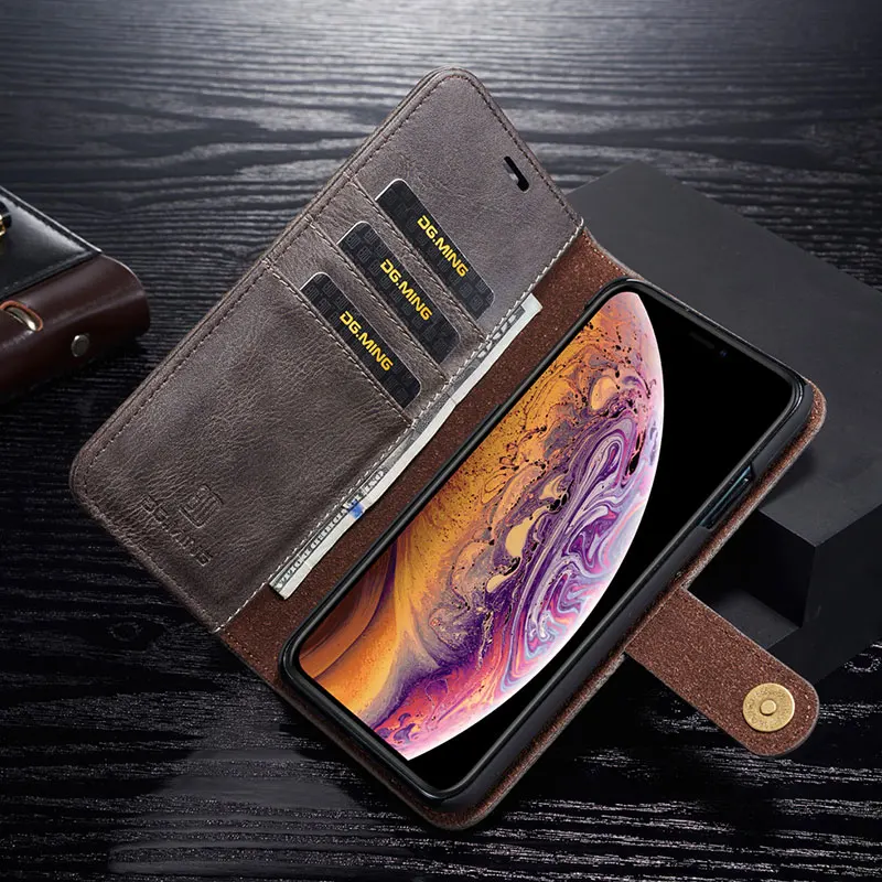 DG. Ming для IPhone 11 Pro XS Max Чехол-Кошелек Съемный из натуральной кожи Магнитный флип-чехол для IPhone XS XR 6S 7 8 Plus SE