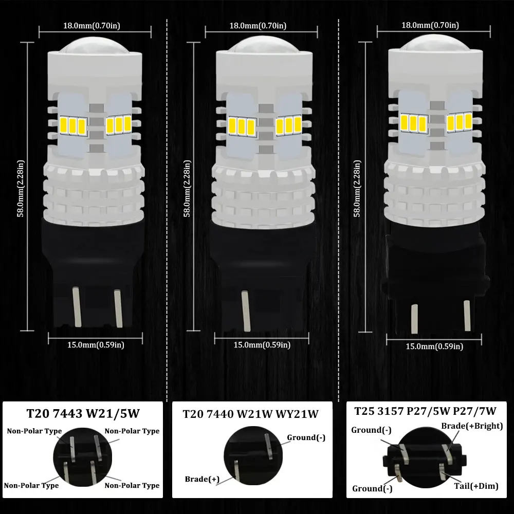 

BMTxms 2Pcs LED DRL Reverse Brake Tail Light BAU15S P21W PY21W No Hyper Flash T20 W21W P27W 7440 7443 LED Turn Signal Lamp