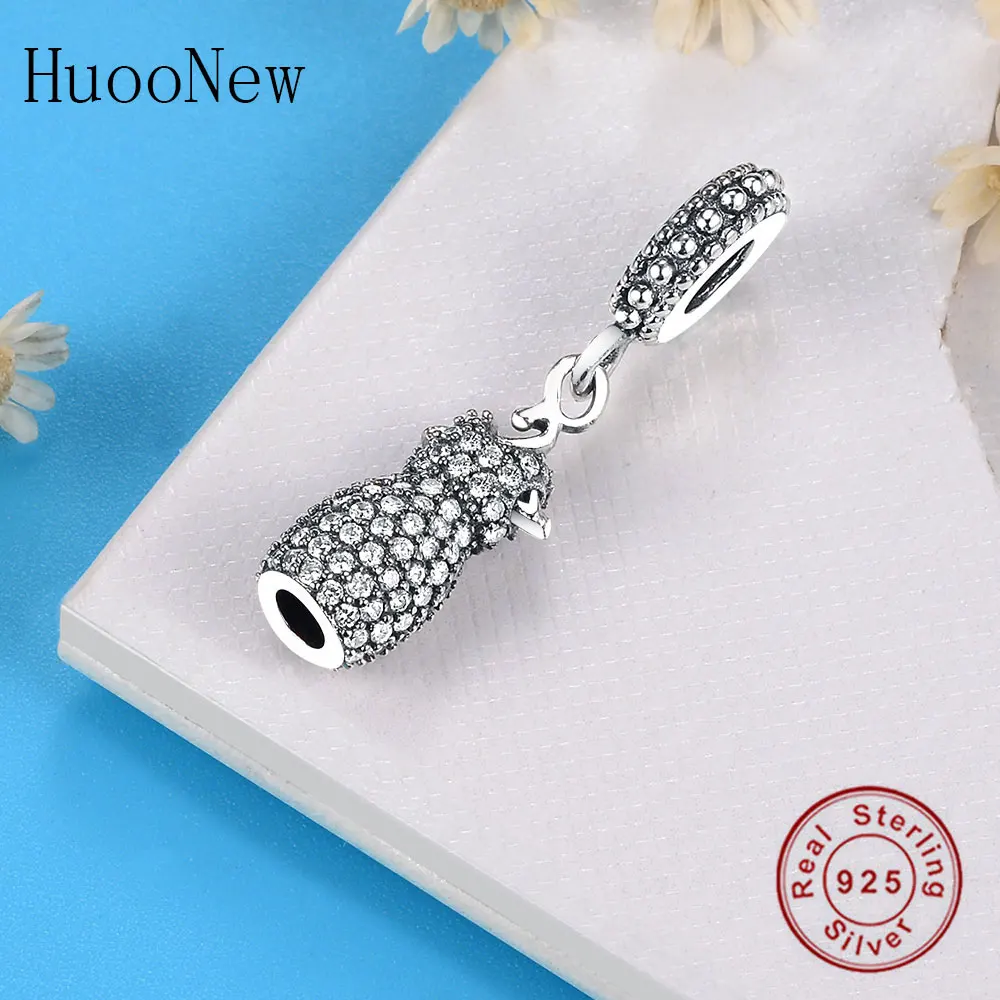 2018 Dangle Clear Crystal Dress Necklace Pendant Fit Original Charms Bracelet 925 Sterling Silver Jewelry For Women Gift | Украшения и