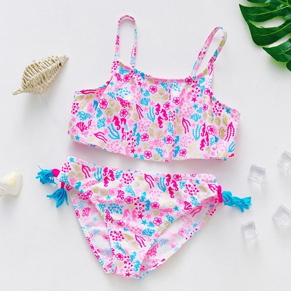 

1~14Y Girls Swimsuit High quality Girls swimwear Two pieces Kids Bikini set Biquini Infantil Swimming suit for children-ST108mix