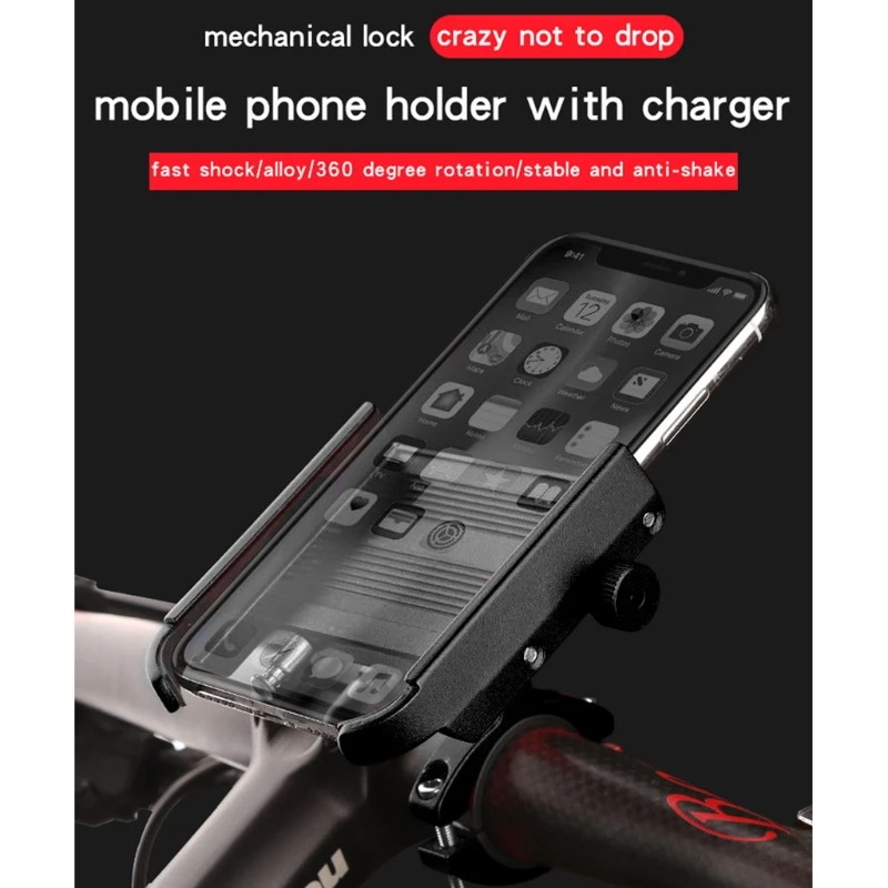 

Adjustable Bike Phone Holder with Power Bank Bicycle Aluminum Alloy Cell Phone Mount for Mountain Bike Bicycle Modification Part