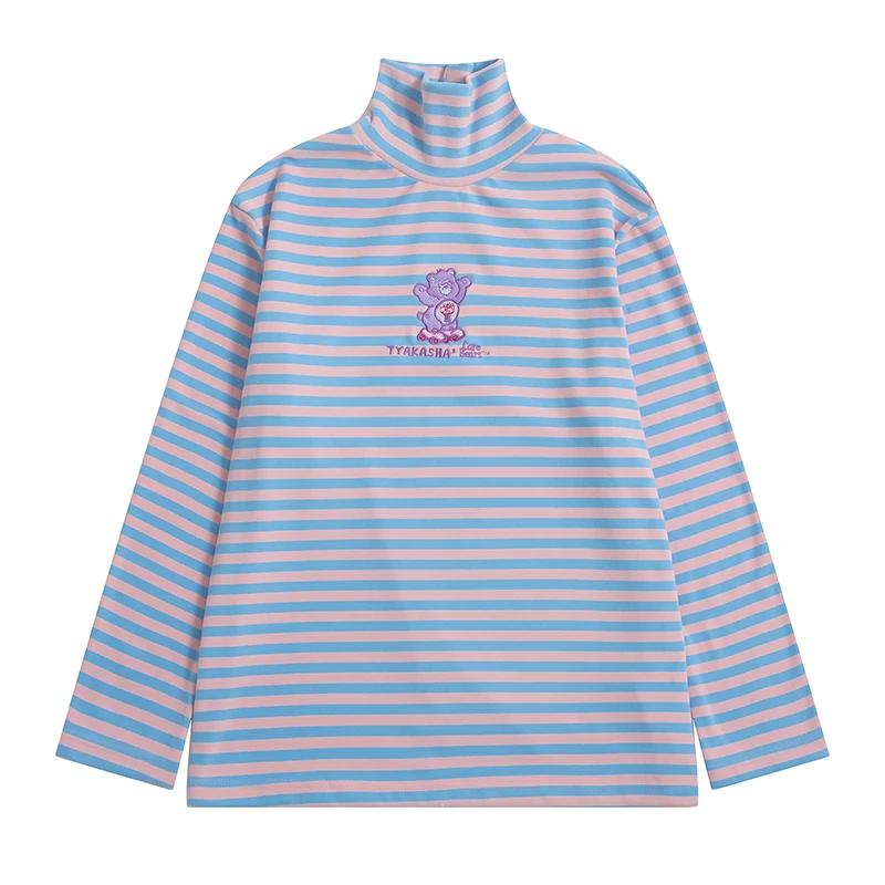 Новая зимняя Женская водолазка в консервативном стиле полосатая свободная