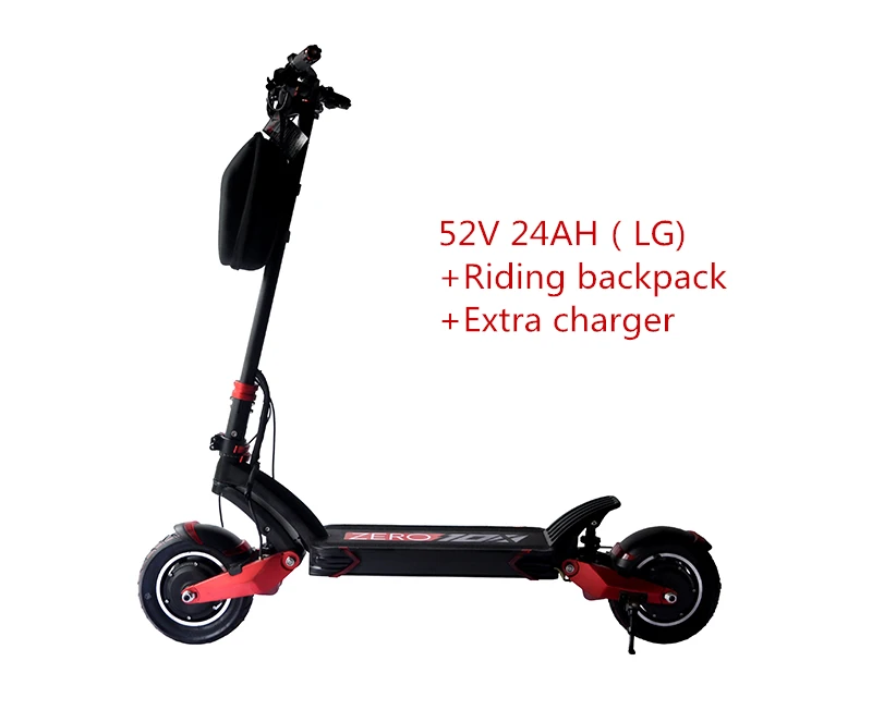 24AH(two charger) Бренд ZERO 10X Высокопроизводительный электрический скутер 52V 18AH/24AH(LG) двойной мотор 1000W* 2, гидравлический, максимальная скорость 65 км/ч - Цвет: 24AH(two charger)
