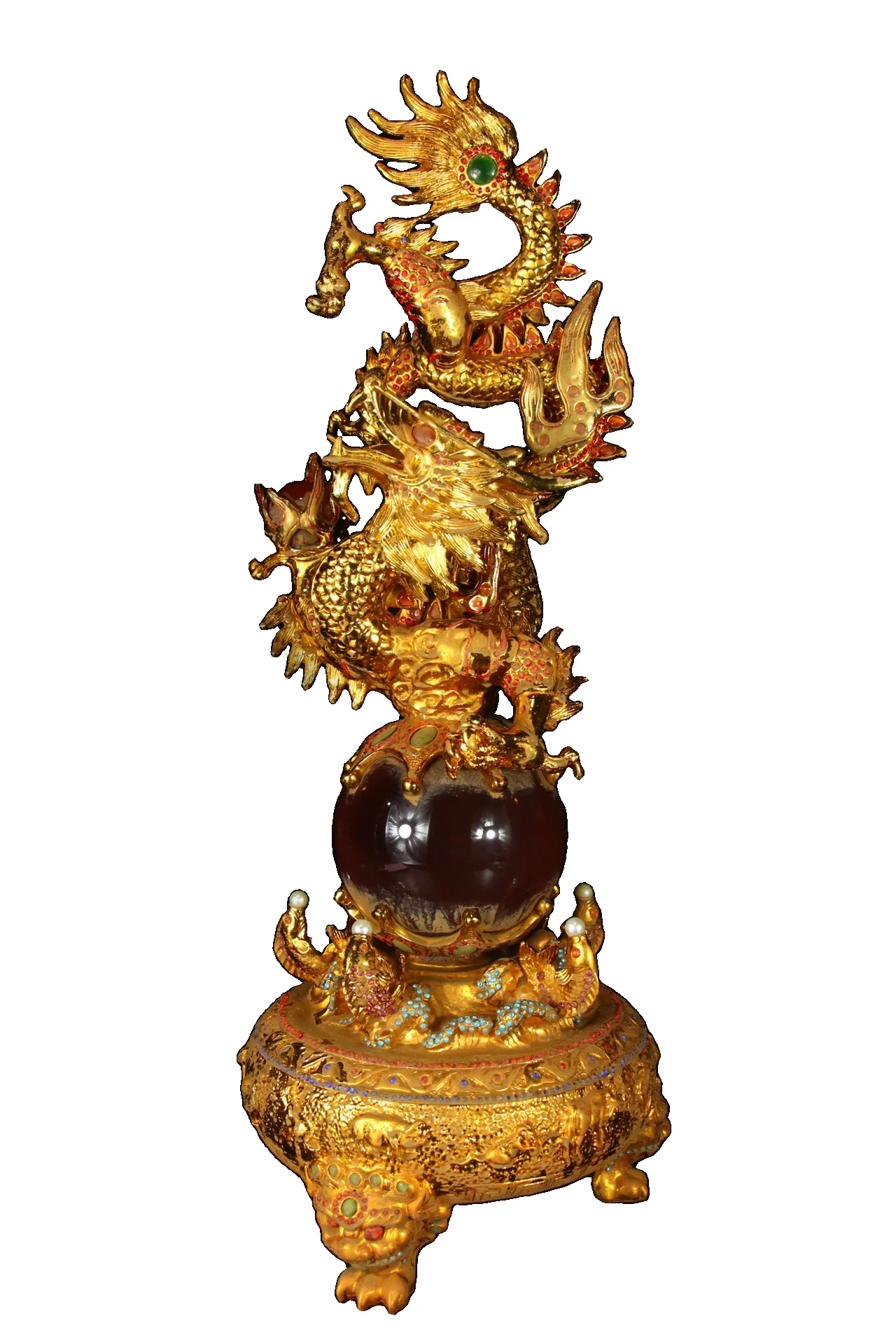 

Laojunlu старой коллекции династии Цин, медный позолоченный камень «кошачий глаз», «Дракон поворот», орнамент, античный бронзовый шедевр