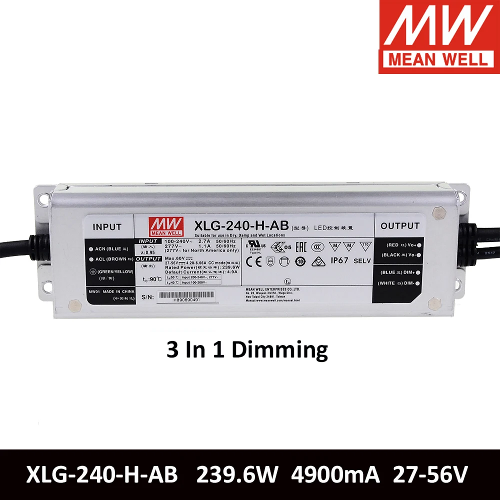 Ortalama kuyu XLG-240-H-AB 240W 4900mA 27-56V sabit güç LED sürücü Meanwell anahtarlama güç kaynağı 2 adet QB288 kurulu LM301H
