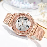 2021 Brand Luxury Ladies Watch Fashion Fine Rhinestone Crystal Dial High Quality Mesh silicone Strap Quartz Watch For Women 3