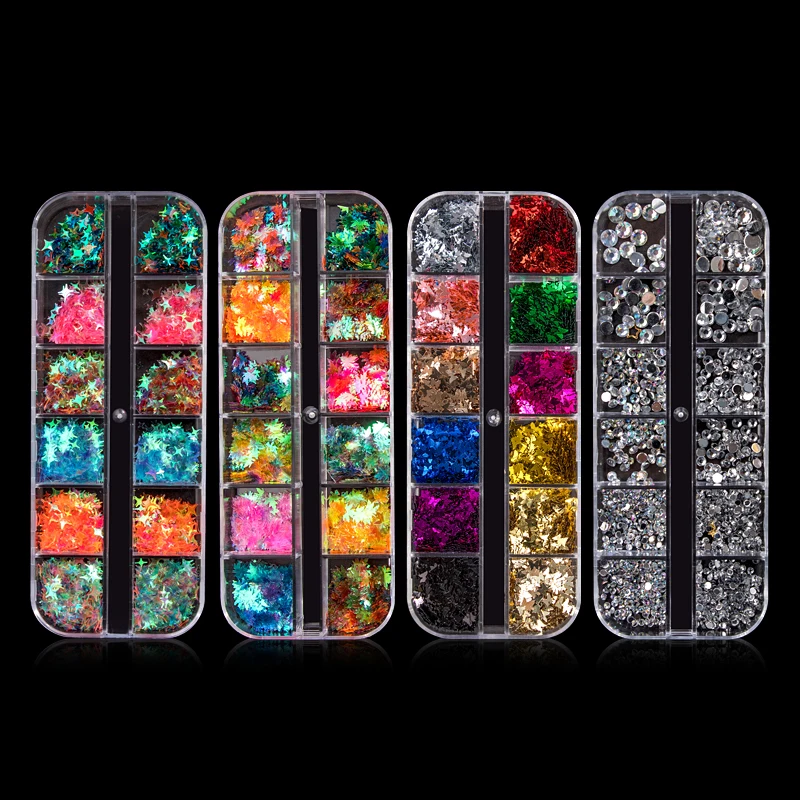 1 коробка голографические Блестки для ногтей в форме бабочки звезды блестящие