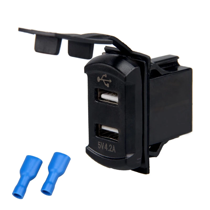 Автомобильный двойной USB светодиодный с вольтметром 4.2A автомобильный Панель