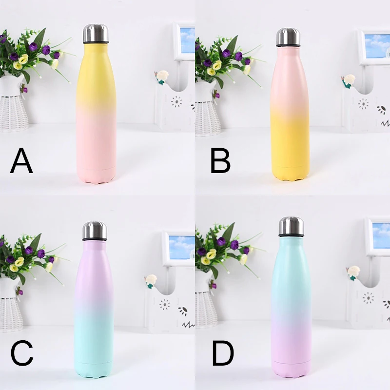 Градиентная Изолированная чашка, бутылка для воды BPA бесплатно из нержавеющей стали Вакуумная чашка кофе термос для путешествия открытый спортивный термос бутылка