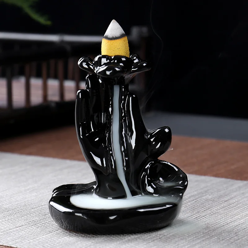 

Ceramic Backflow Incense Burner New Creative Buddha Hand Rockery Incense Burner Ceramic Thread Incense Road Office Furnishings