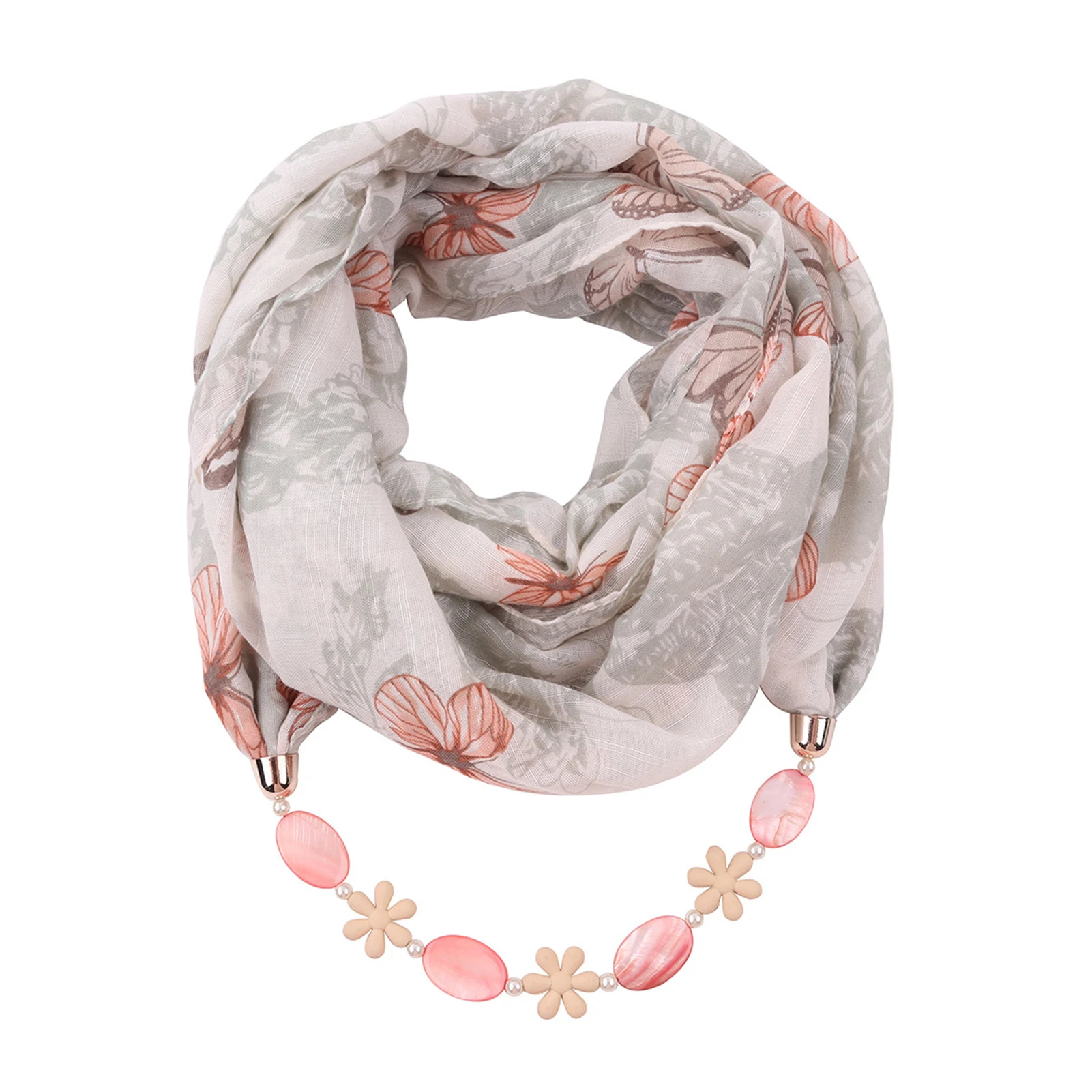 

Fashion Scarves Women Multi-style Jewelry Pendant Necklace Chain Warm Slub Cotton Printing Scarf Warm Scarves Shawls Scarf Women