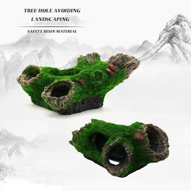 

Aquarium Resin Sunken Wooden Fish Tank Landscaping Decoration Flocking Shelter Box Simulation Dead Wood Hole Diamond Tree