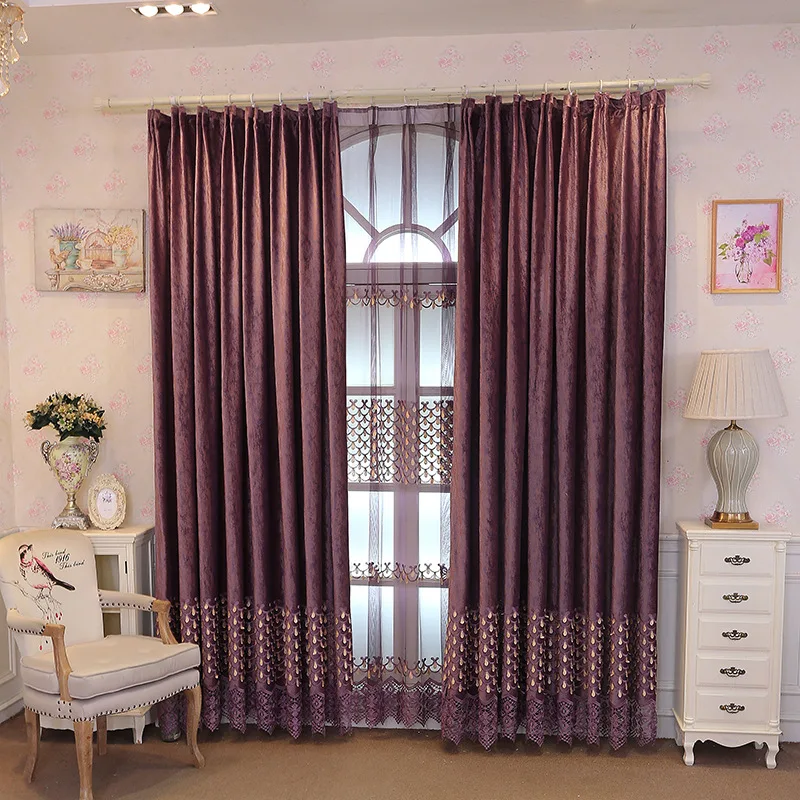 

New Custom European Style Curtain Flannel Embossed Embroidered Blackout Curtain Screen Curtains for Living Dining Room Bedroom