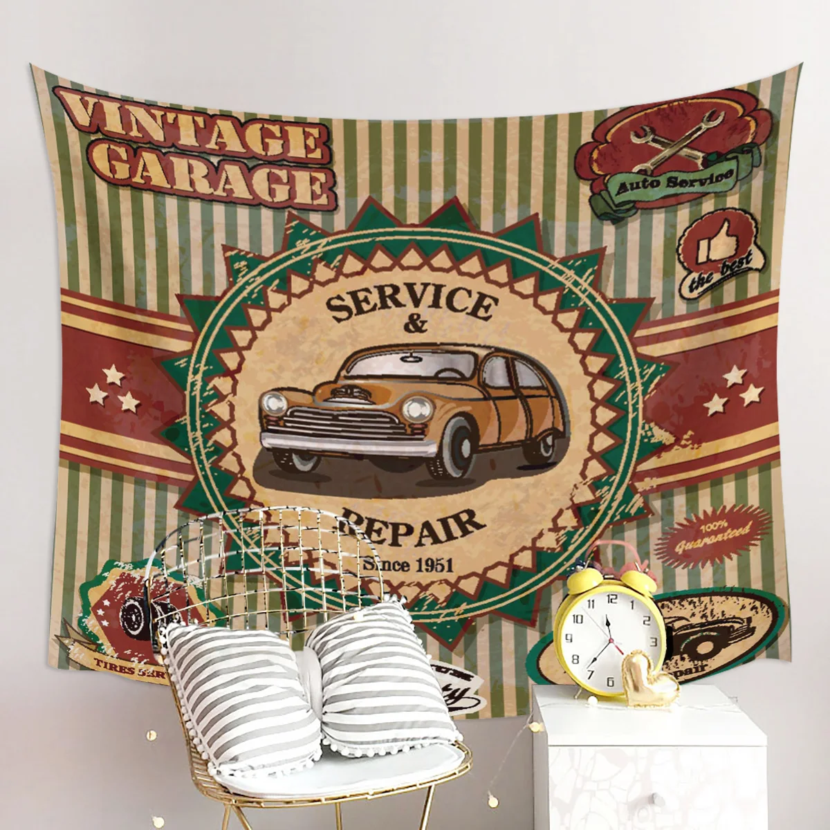 Настенный Гобелен для спальни автомобильный ретро-гобелен в полоску настенный