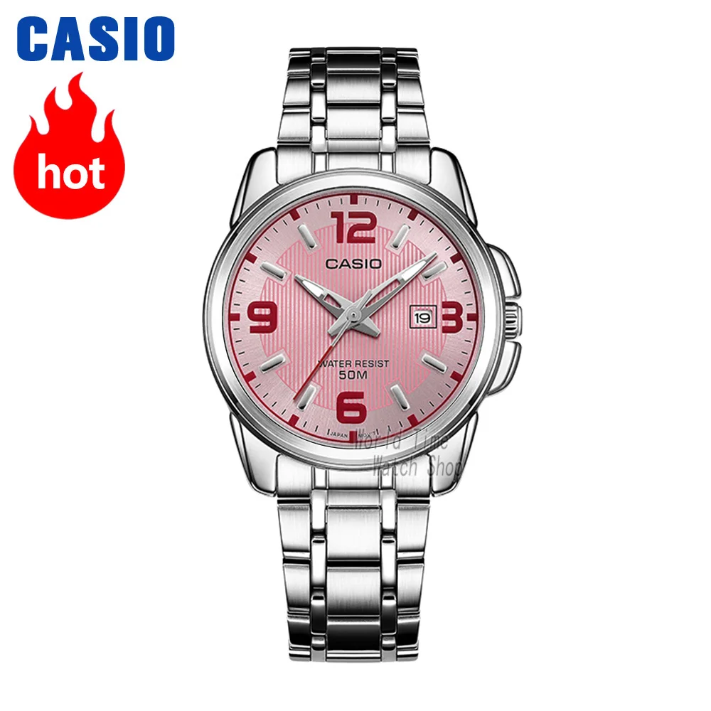 Casio часы женские часы лучший бренд класса люкс 50 м Водонепроницаемый Кварцевые часы женские Подарки Светящиеся Часы Спортивные часы Розовая поверхность Классические дугообразные женские часы reloj mujer relogio