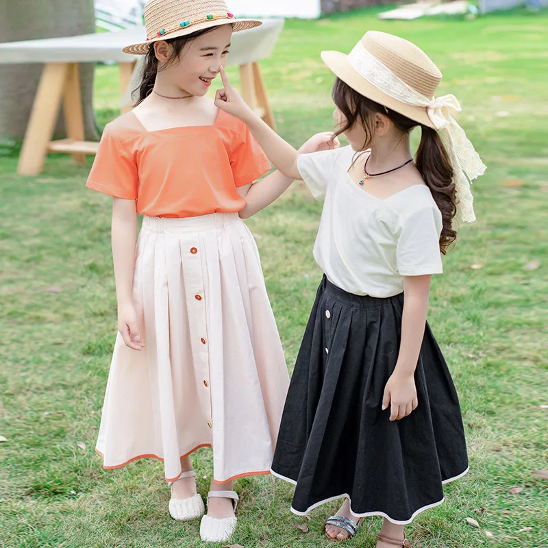 2020 летняя одежда для девочек детские хлопковые винтажные красные топы футболки