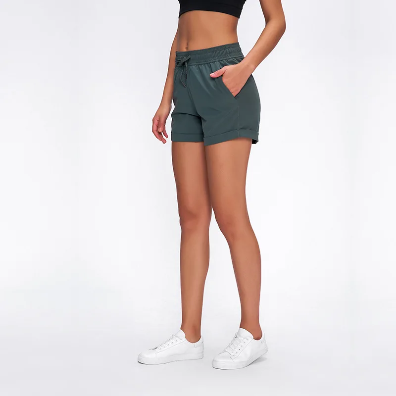 Женские летние шорты для бега свободные спортивные из спандекса со шнурком на