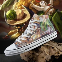 high top hand painted street sneaker shoe fashion cartoon men skateboard shoes unisex breathable canvas sports shoes size 35 44