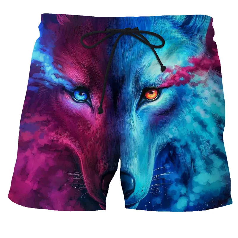 

Brand Mens Summer Beach Board Shorts Beach Boxer Trunks 2020 3D Wolf Print Boardshorts Men Casual Short Bermudas Masculina