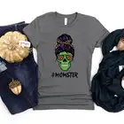 Забавная рубашка Momster в виде черепа и мамы на Хэллоуин, футболки с коротким рукавом, модная женская одежда из 100% хлопка с круглым вырезом, женская одежда в повседневном стиле