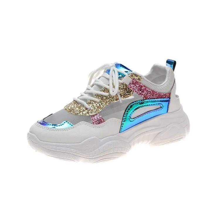 Кроссовки женские спортивные из сетчатого материала дышащие на толстой подошве