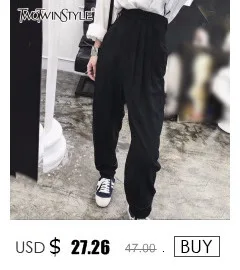 TWOTWINSTYLE повседневные модные женские брюки с высокой талией и карманами на молнии, широкие женские брюки больших размеров, весна, Корейская Новинка