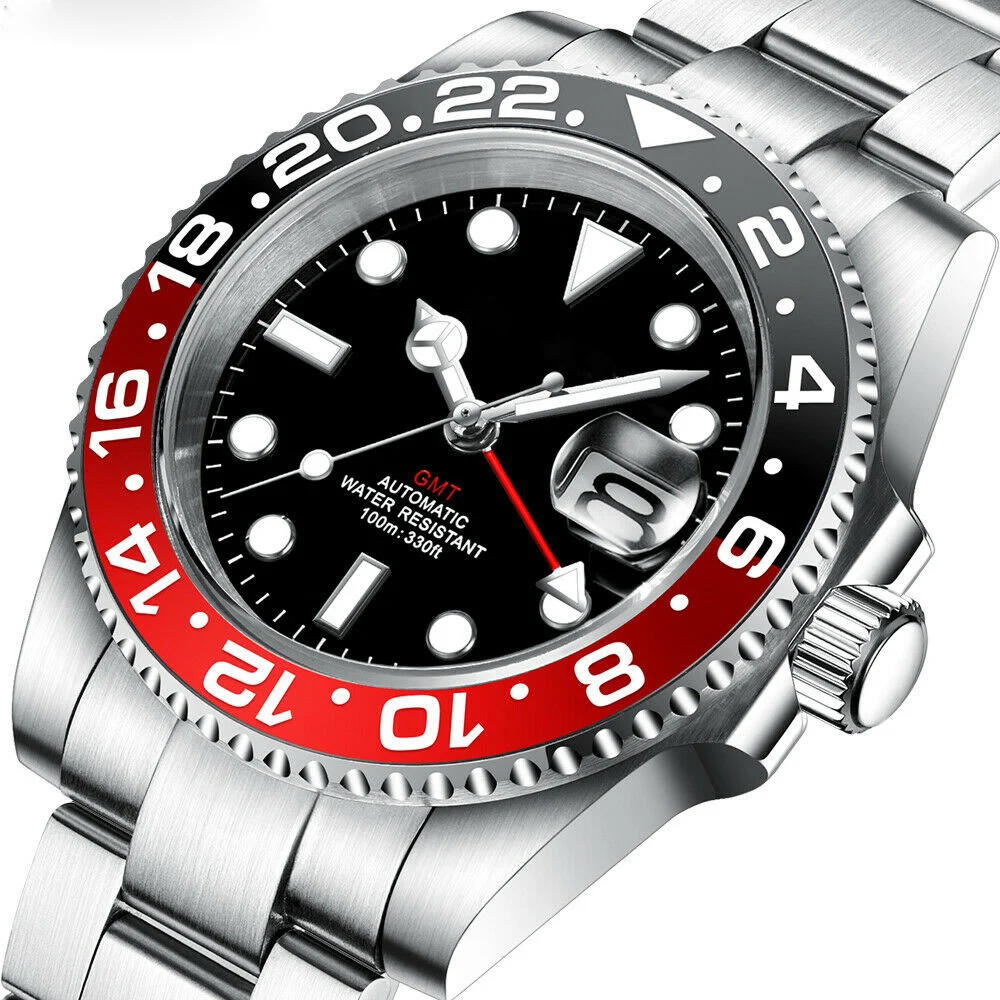 Мужские часы 40 мм автоматическое перемещение t GMT сапфировое стекло стерильный