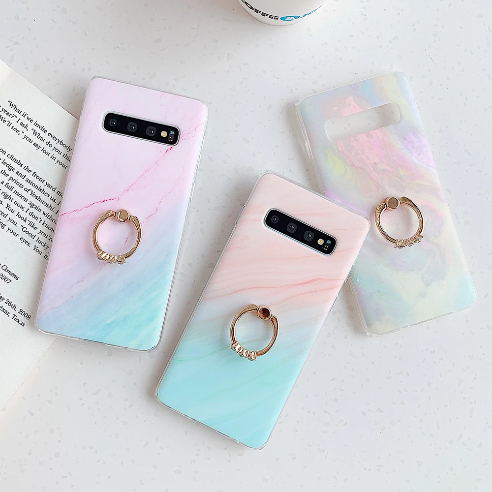 Чехол LOVECOM с градиентом для Samsung S20 S10 S9 Plus A50 A51 Note 10 Pro мягкий чехол накладка кольцом