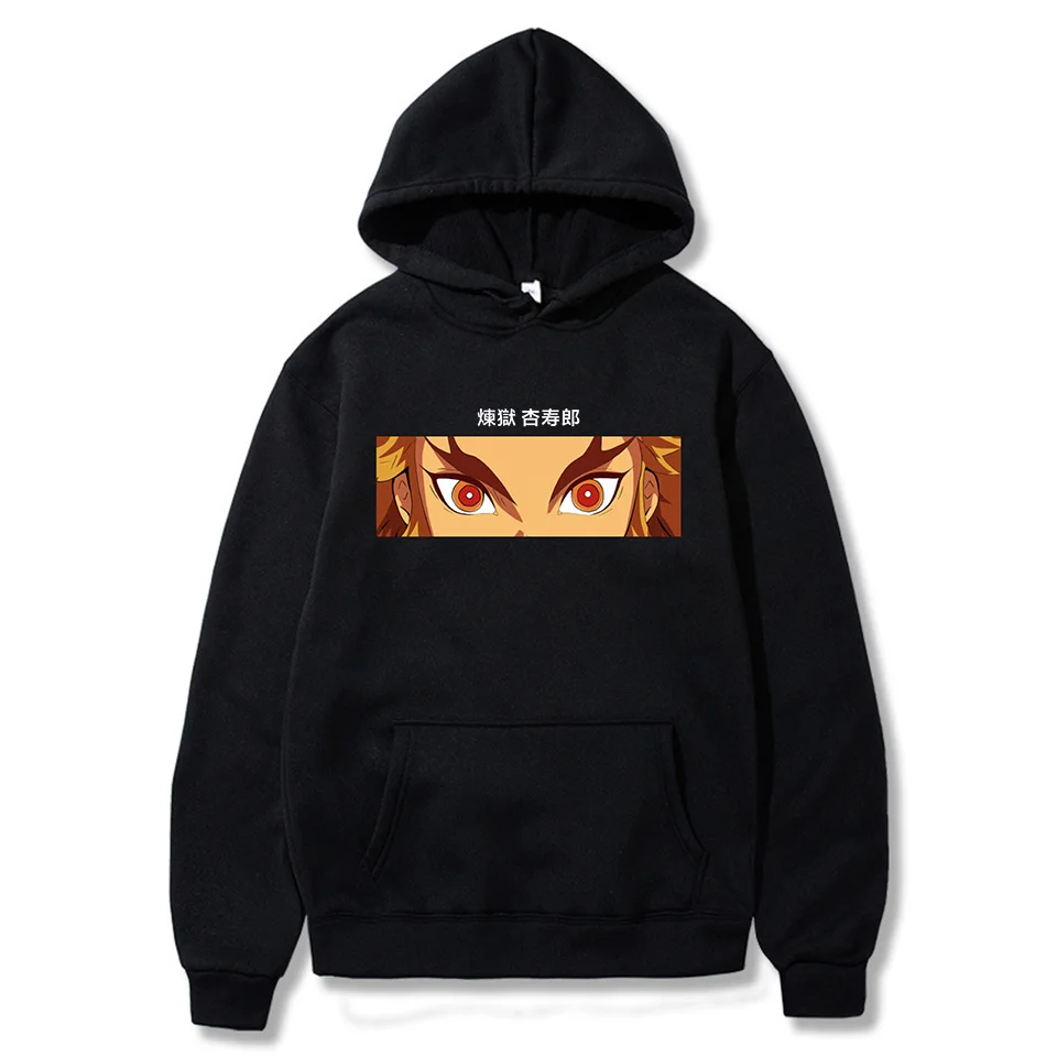 

Anime Hoodie Men Women Sportswear Demon Slayer Eyes Print Kimetsu No Yaiba Kyojuro Rengoku HIPHOP sweatshirts for men
