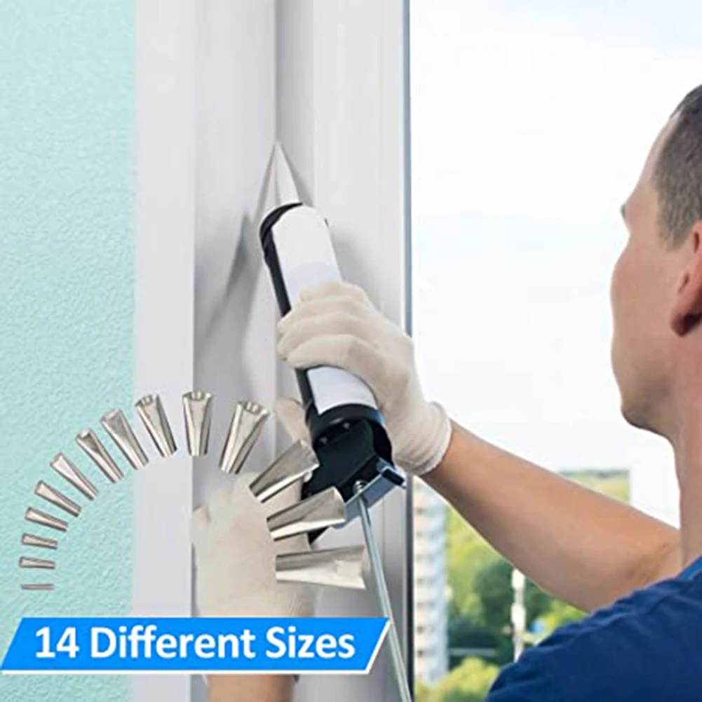 

14Pcs Stainless Steel Caulking Finisher Caulk Nozzle Applicator Silicone Sealant Finishing Tool Kitchen Bathroom Sink Joint