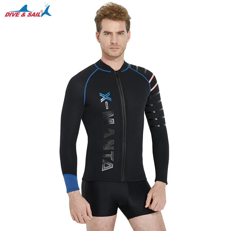 

Suits Jacket Neoprene Shorts Long 3MM Wetsuit Skins Pants Front Rashguard Men's Sleeve Diving Suit Zipper Spearfishing Wet with