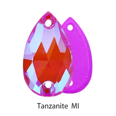 Tanzanite MI Сияющие мерцающие мокко флуоресцентные капли слеза стекло пришивные стразы с плоской задней частью Стразы хрустальные пуговицы для шитья одежды ремесла - Цвет: Tanzanite MI