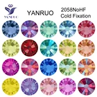 Стеклянные стразы YANRUO, для самостоятельного изготовления ногтевого дизайна, плоская задняя часть, холодная фиксация, 2058 камней и кристалл страз поделок