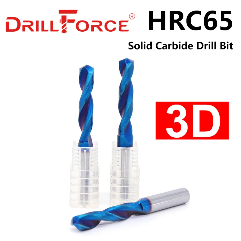 Drillforce 1 шт. мм 16 HRC65 твердосплавные сверла 3D нано синяя спиральная канавка