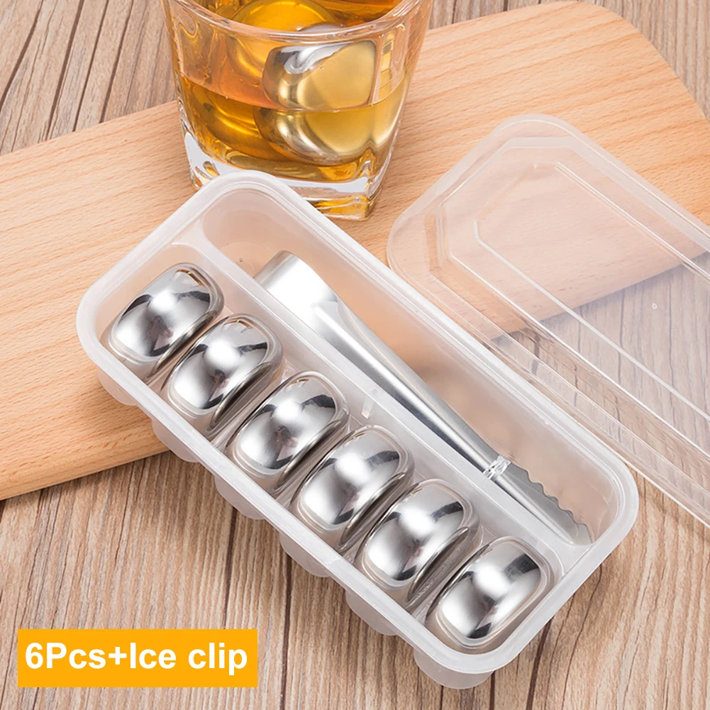 

2021 Stainless Steel Chest Pattern Whiskey Ice Cubes Bar Vodka Wiskey Wine Beer Cooler Rocks Cooler Holder Canned Chiller Tools