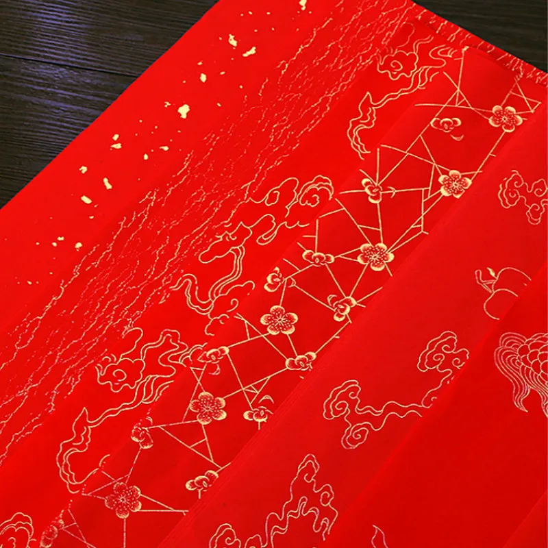 Enlarge 70*138cm Chinese Spring Festival Paper Cutting Decoration 10pcs Red Xuan Paper Chinese New Year Red Xuan Paper Rijstpapier