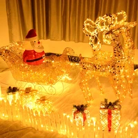 120cm christmas ornament golden deer cart elk led lights christmas tree iron art deer sleigh luminous new year decoration