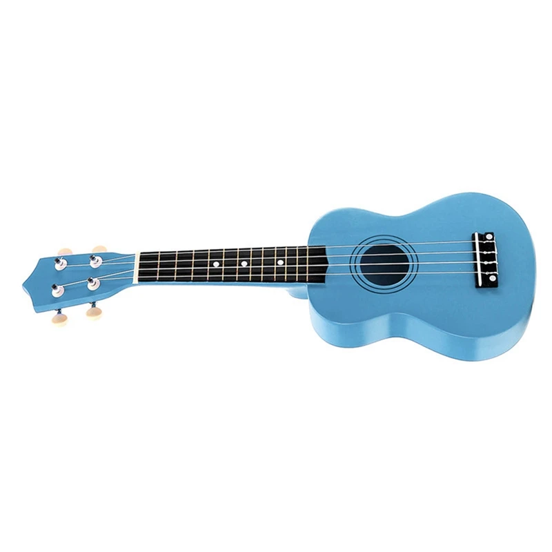 

2Pcs 21 Inch Soprano Ukulele 4 Strings Hawaiian Guitar Uke + String + Pick for Beginners Kid Gift - Black & Light Blue