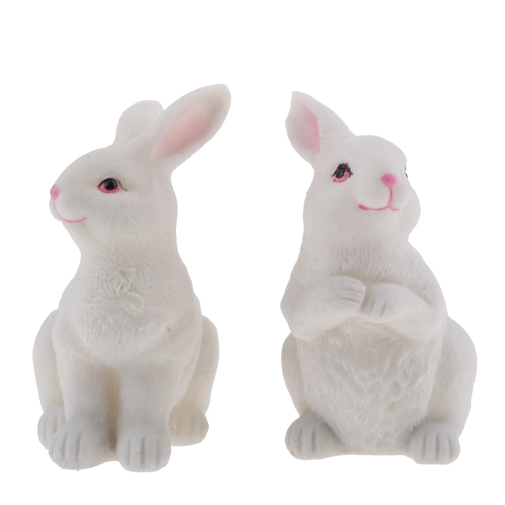

2pcs Rabbits Figurine Garden Ornaments Home Yard Outdoor Lawn Craft Decor