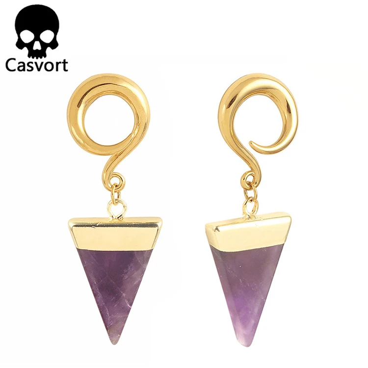 Casvort 2 шт. Новое поступление Висячие затычки для ушей ушной туннель из нержавеющей стали золотые ушные весы с крючком пирсинг измерительные приборы пара